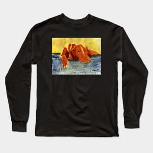 Vizsla Dog Watercolor Painting Long Sleeve T-Shirt